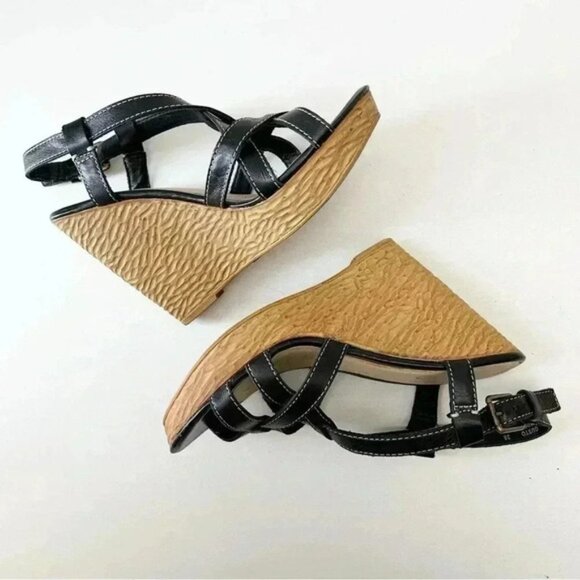 Aldo Wedge Sandals Strappy Platform Slingbacks Black EU38 US 7.5 - Picture 15 of 16